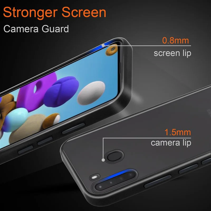 Cadorabo Hülle kompatibel mit Samsung Galaxy A21 Hybrid Schutzhülle mit TPU Silikon Innenseite und matter Kunststoff Rückseite