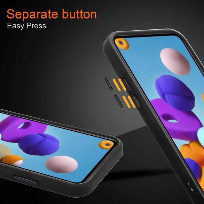 Cadorabo Hülle kompatibel mit Samsung Galaxy A21 Hybrid Schutzhülle mit TPU Silikon Innenseite und matter Kunststoff Rückseite