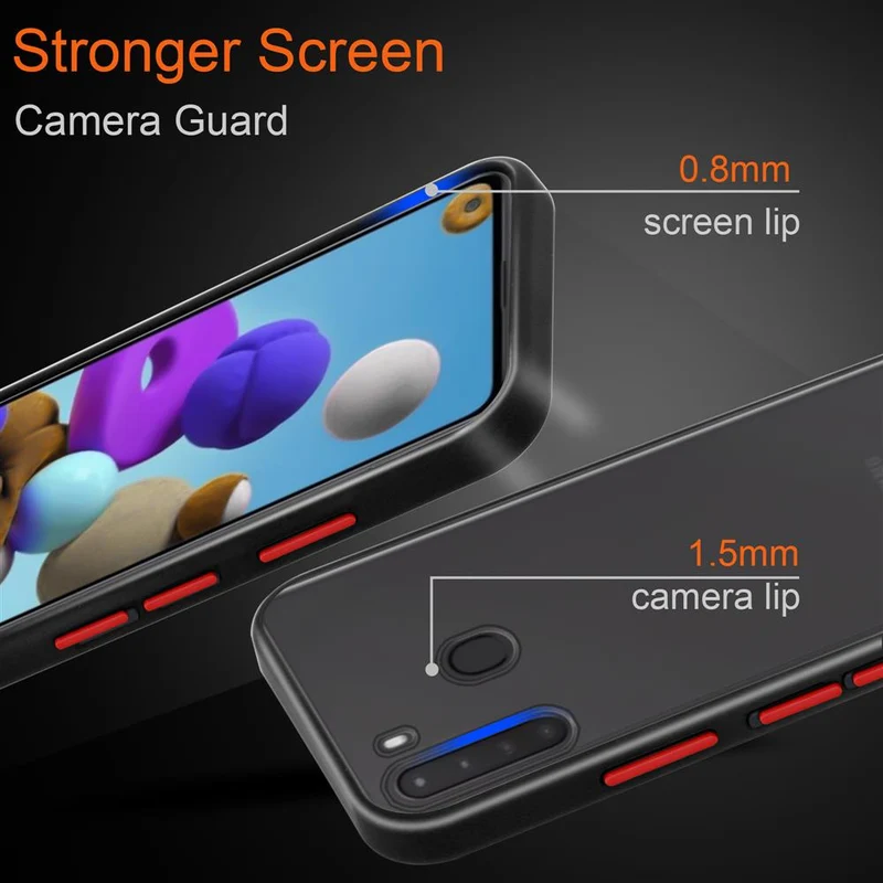 Cadorabo Hülle kompatibel mit Samsung Galaxy A21 Hybrid Schutzhülle mit TPU Silikon Innenseite und matter Kunststoff Rückseite