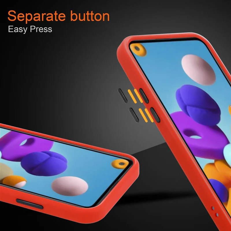 Cadorabo Hülle kompatibel mit Samsung Galaxy A21 Hybrid Schutzhülle mit TPU Silikon Innenseite und matter Kunststoff Rückseite