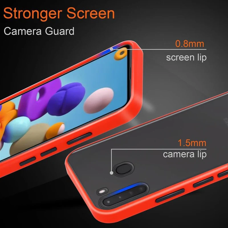 Cadorabo Hülle kompatibel mit Samsung Galaxy A21 Hybrid Schutzhülle mit TPU Silikon Innenseite und matter Kunststoff Rückseite