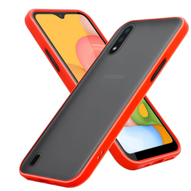 Cadorabo Hülle kompatibel mit Samsung Galaxy A01 Hybrid Schutzhülle mit TPU Silikon Innenseite und matter Kunststoff Rückseite