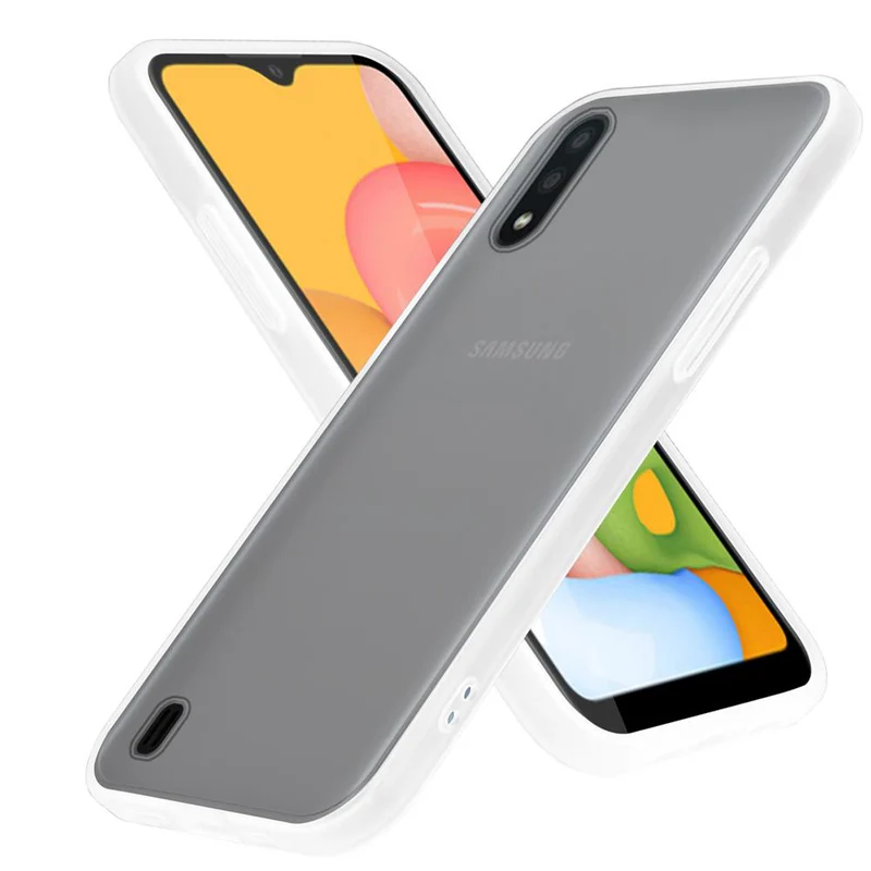 Cadorabo Hülle kompatibel mit Samsung Galaxy A01 Hybrid Schutzhülle mit TPU Silikon Innenseite und matter Kunststoff Rückseite