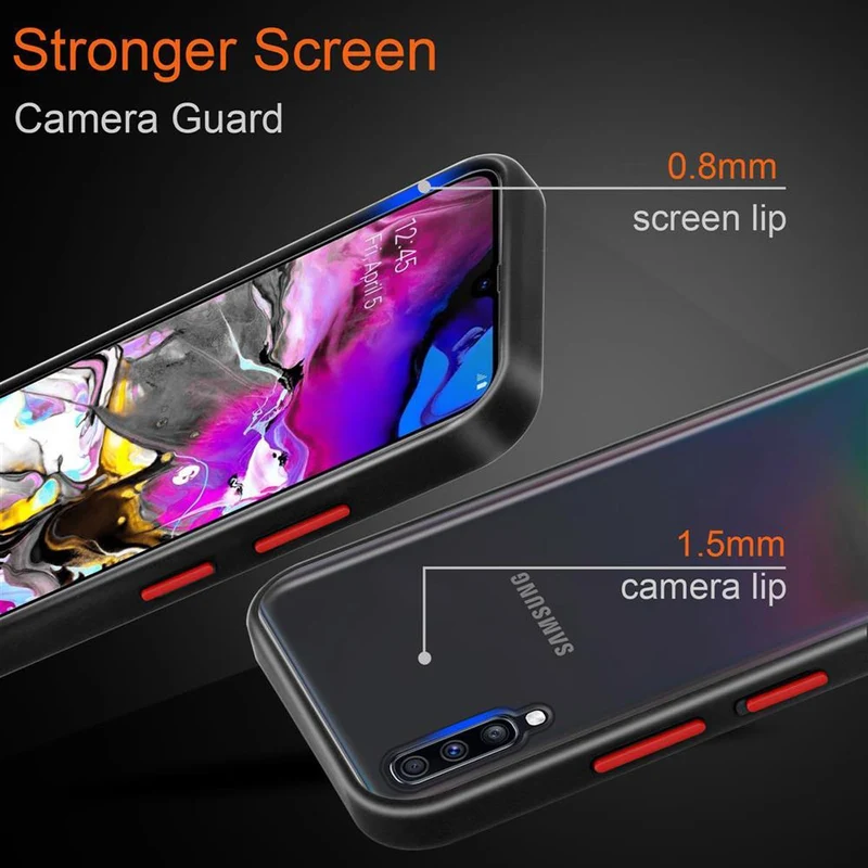 Cadorabo Hülle kompatibel mit Samsung Galaxy A70 / A70s Hybrid Schutzhülle mit TPU Silikon Innenseite und matter Kunststoff Rückseite