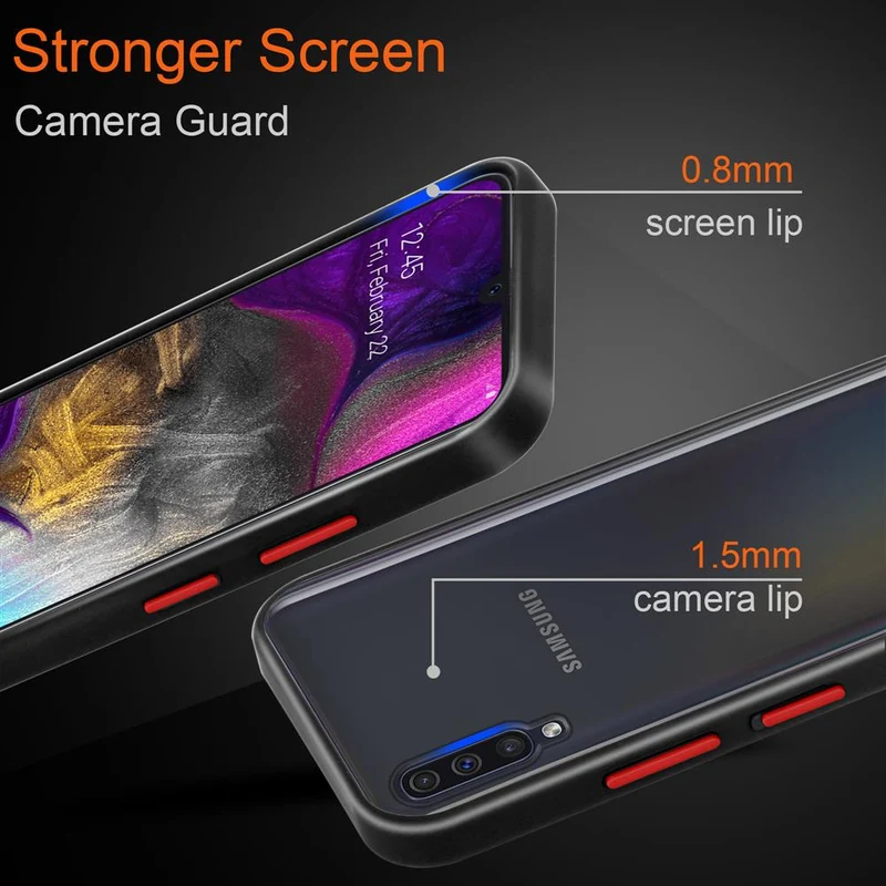 Cadorabo Hülle kompatibel mit Samsung Galaxy A50 4G / A50s / A30s Hybrid Schutzhülle mit TPU Silikon Innenseite und matter Kunststoff Rückseite