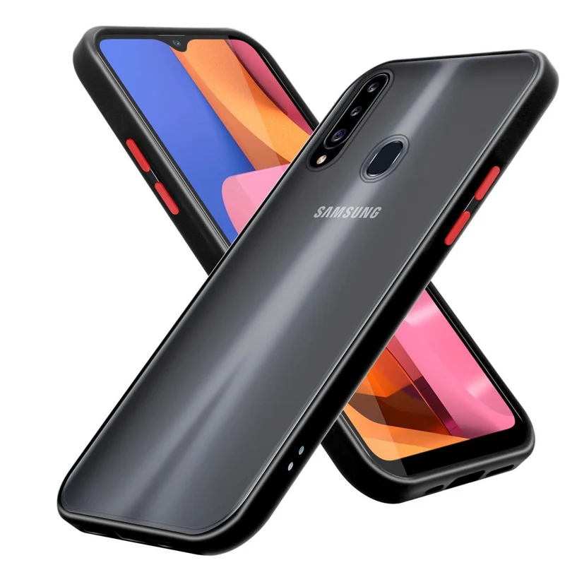 Cadorabo Hülle kompatibel mit Samsung Galaxy A20s Hybrid Schutzhülle mit TPU Silikon Innenseite und matter Kunststoff Rückseite