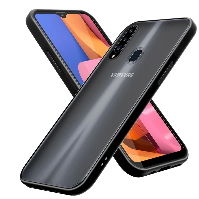 Cadorabo Hülle kompatibel mit Samsung Galaxy A20s Hybrid Schutzhülle mit TPU Silikon Innenseite und matter Kunststoff Rückseite