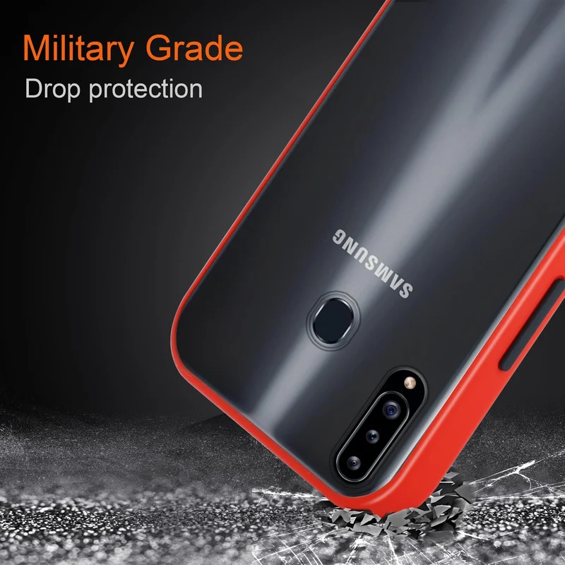 Cadorabo Hülle kompatibel mit Samsung Galaxy A20s Hybrid Schutzhülle mit TPU Silikon Innenseite und matter Kunststoff Rückseite
