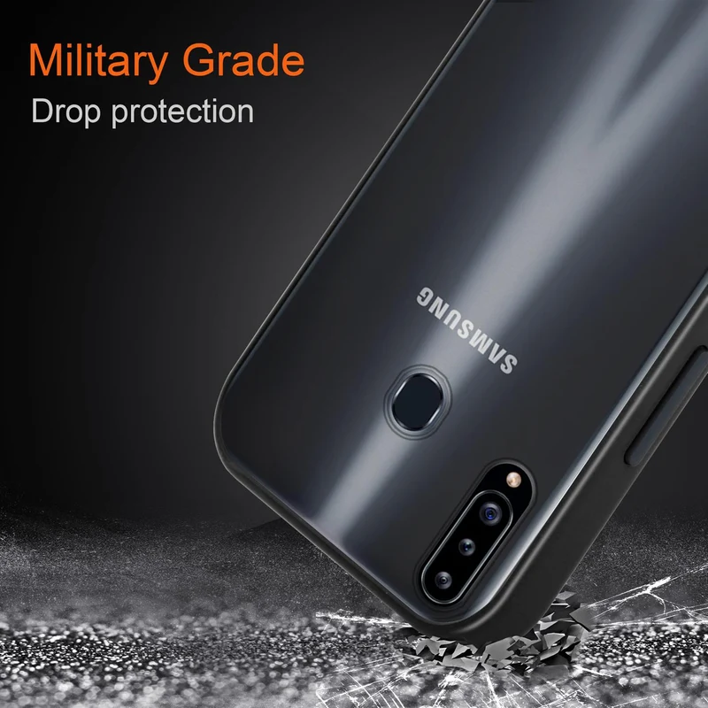 Cadorabo Hülle kompatibel mit Samsung Galaxy A20s Hybrid Schutzhülle mit TPU Silikon Innenseite und matter Kunststoff Rückseite