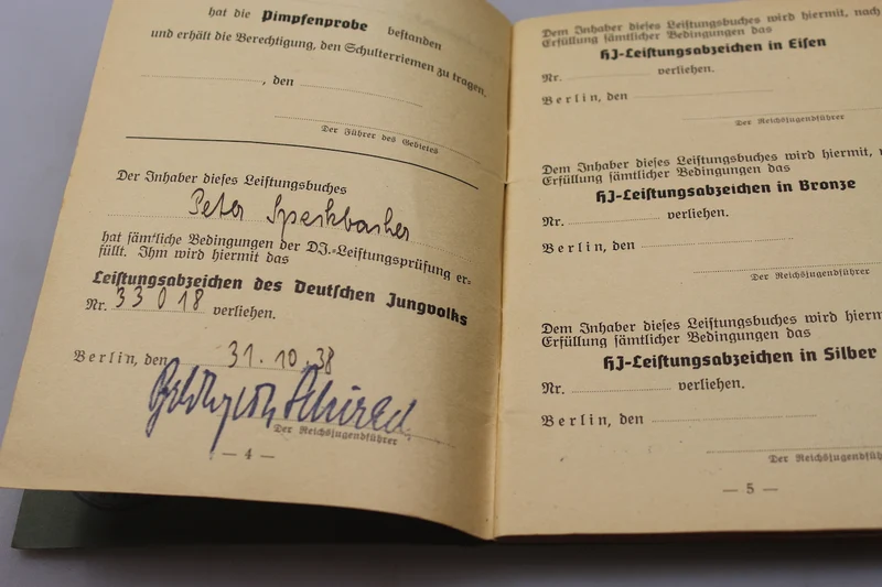 "Für Leistungen im Deutschen Jungvolk" Be-Vo