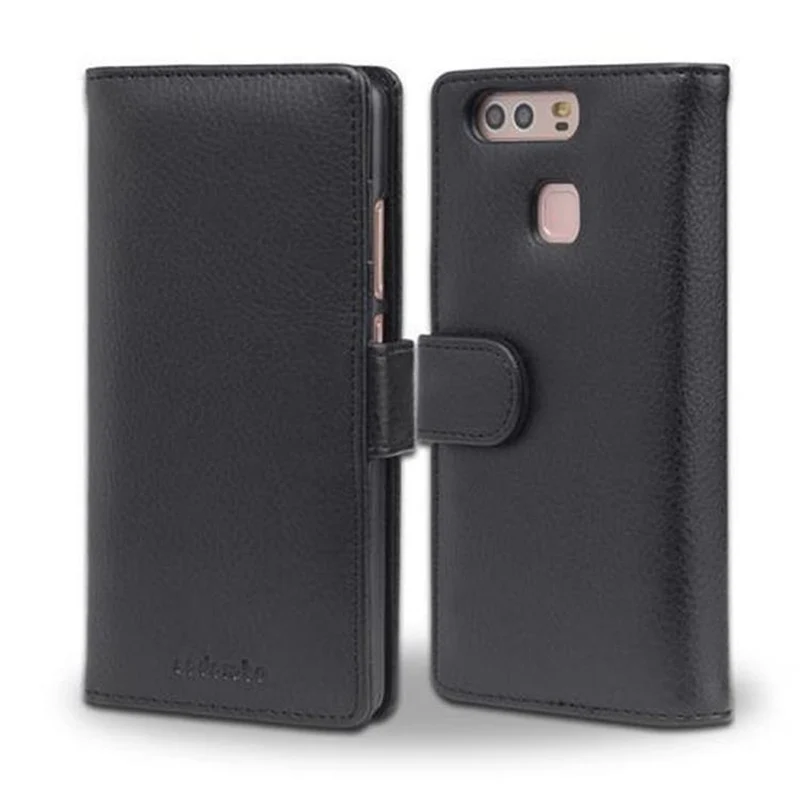 Cadorabo Hülle kompatibel mit Huawei P9 Schutzhülle mit Magnetverschluss und 3 Kartenfächern