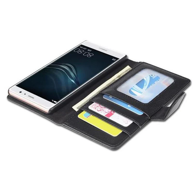 Cadorabo Hülle kompatibel mit Huawei P9 Schutzhülle mit Magnetverschluss und 3 Kartenfächern