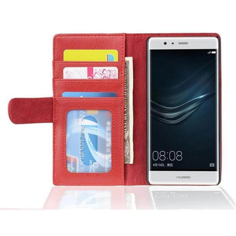 Cadorabo Hülle kompatibel mit Huawei P9 Schutzhülle mit Magnetverschluss und 3 Kartenfächern