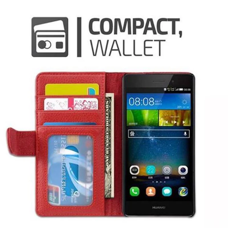Cadorabo Hülle kompatibel mit Huawei P8 LITE 2015 Schutzhülle mit Magnetverschluss und 3 Kartenfächern