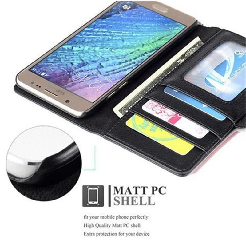 Cadorabo Hülle kompatibel mit Samsung Galaxy J5 2016 Schutzhülle mit Magnetverschluss und 3 Kartenfächern