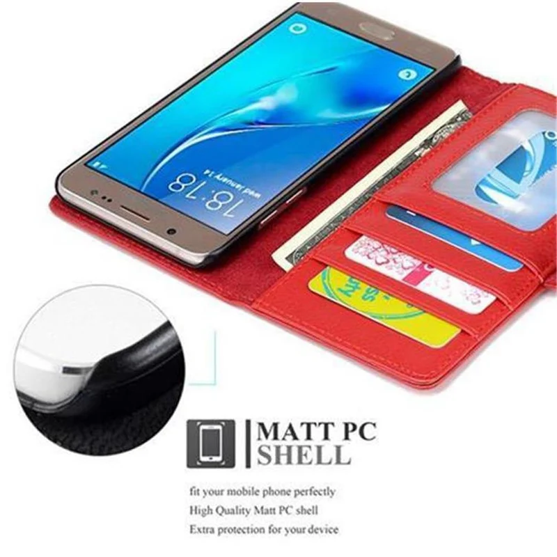 Cadorabo Hülle kompatibel mit Samsung Galaxy J5 2016 Schutzhülle mit Magnetverschluss und 3 Kartenfächern