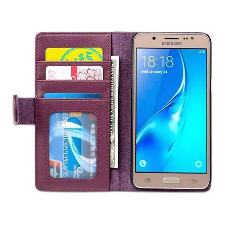 Cadorabo Hülle kompatibel mit Samsung Galaxy J5 2016 Schutzhülle mit Magnetverschluss und 3 Kartenfächern
