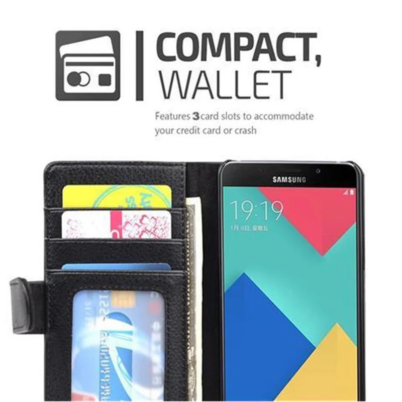 Cadorabo Hülle kompatibel mit Samsung Galaxy A5 2016 Schutzhülle mit Magnetverschluss und 3 Kartenfächern