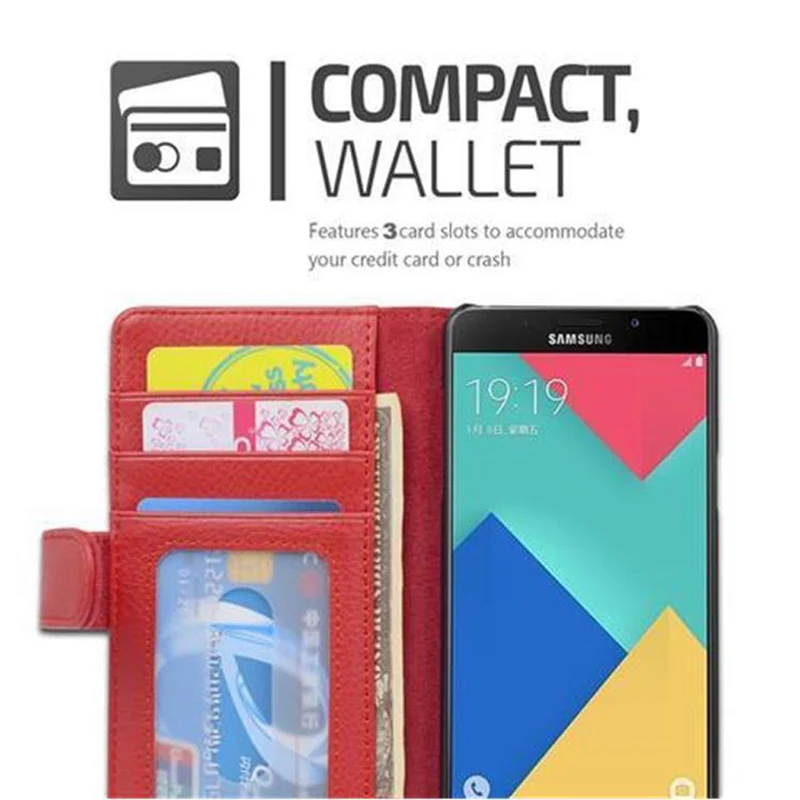 Cadorabo Hülle kompatibel mit Samsung Galaxy A5 2016 Schutzhülle mit Magnetverschluss und 3 Kartenfächern