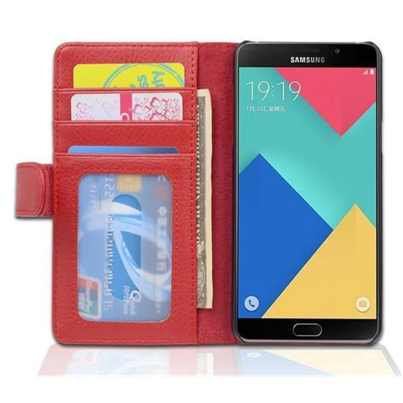 Cadorabo Hülle kompatibel mit Samsung Galaxy A5 2016 Schutzhülle mit Magnetverschluss und 3 Kartenfächern