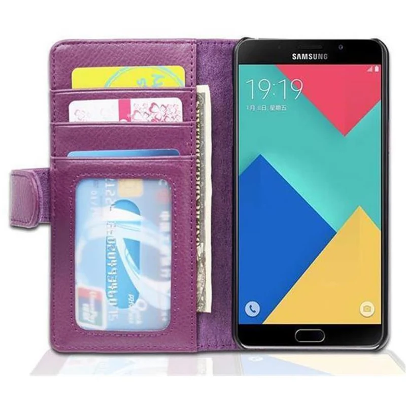 Cadorabo Hülle kompatibel mit Samsung Galaxy A5 2016 Schutzhülle mit Magnetverschluss und 3 Kartenfächern