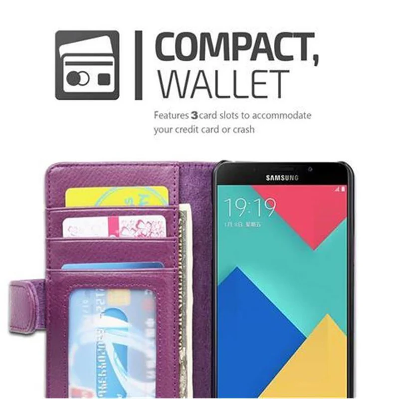 Cadorabo Hülle kompatibel mit Samsung Galaxy A5 2016 Schutzhülle mit Magnetverschluss und 3 Kartenfächern
