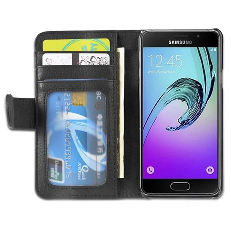 Cadorabo Hülle kompatibel mit Samsung Galaxy A3 2016 Schutzhülle mit Magnetverschluss und 3 Kartenfächern