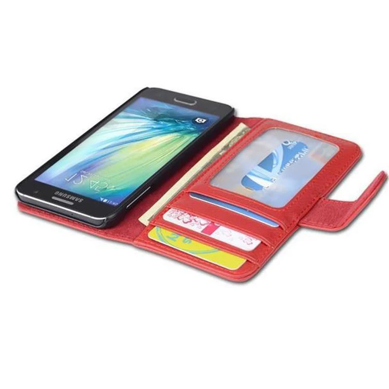 Cadorabo Hülle kompatibel mit Samsung Galaxy A3 2015 Schutzhülle mit Magnetverschluss und 3 Kartenfächern
