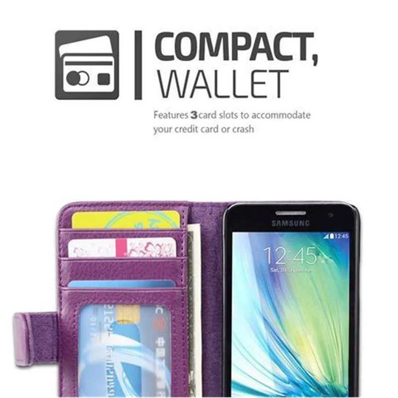 Cadorabo Hülle kompatibel mit Samsung Galaxy A3 2015 Schutzhülle mit Magnetverschluss und 3 Kartenfächern