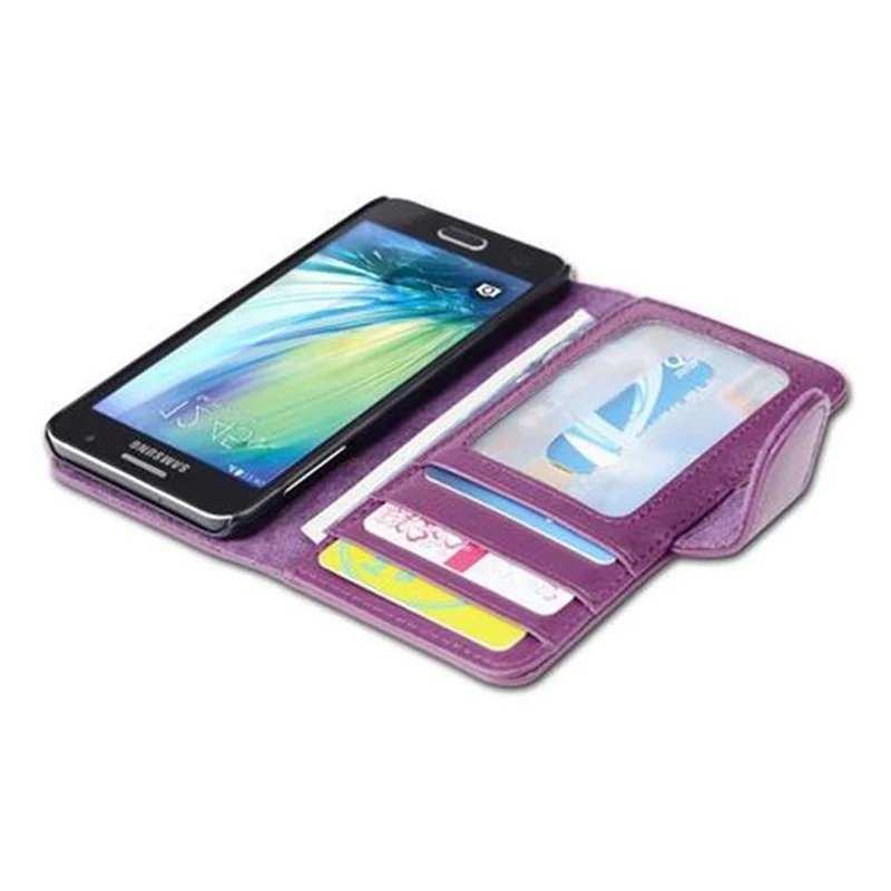 Cadorabo Hülle kompatibel mit Samsung Galaxy A3 2015 Schutzhülle mit Magnetverschluss und 3 Kartenfächern