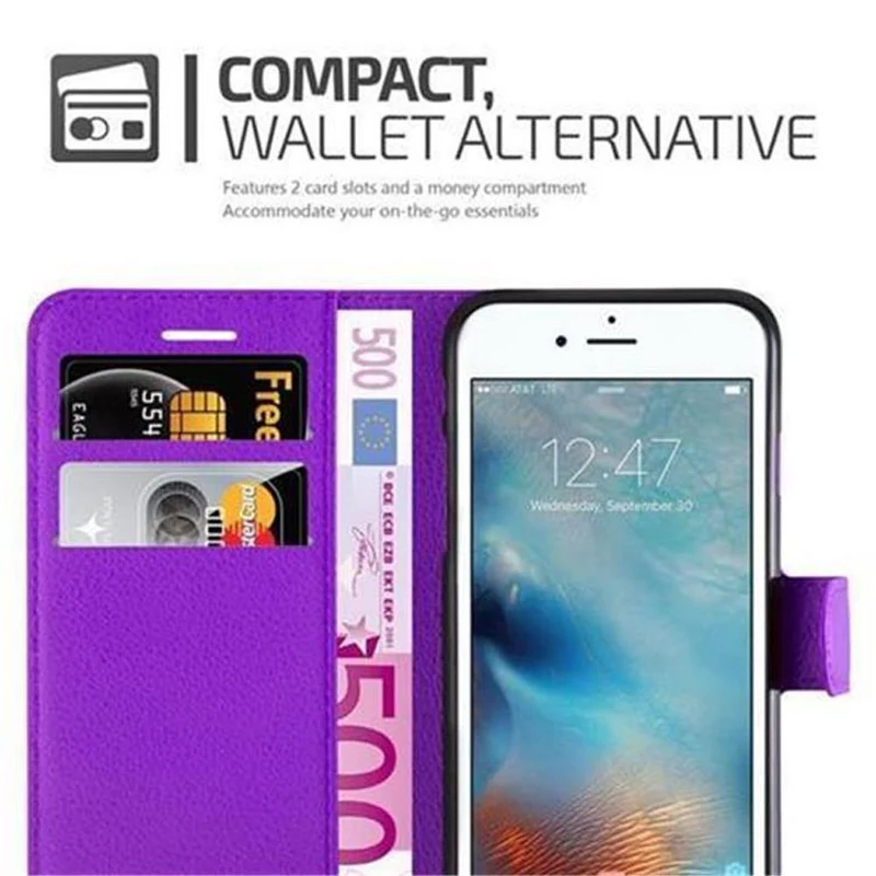 Cadorabo Hülle kompatibel mit Apple iPhone 7 / 7S / 8 / SE 2020 Schutzhülle mit Magnetverschluss, Standfunktion und Kartenfach