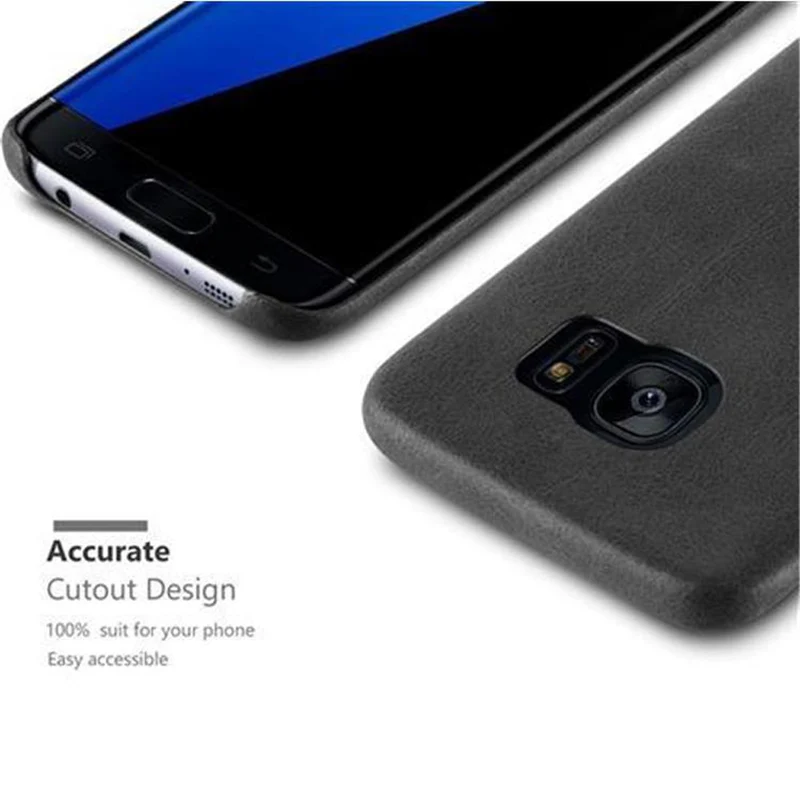 Cadorabo Hülle kompatibel mit Samsung Galaxy S7 EDGE Hard Case Schutzhülle aus Kunstleder