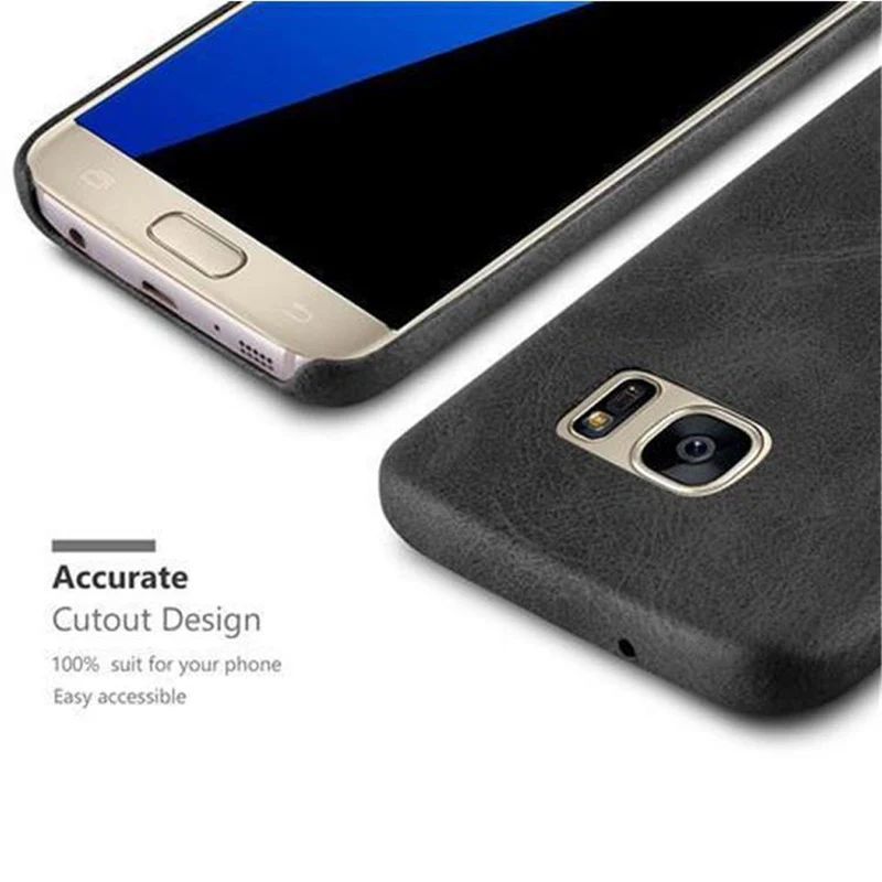 Cadorabo Hülle kompatibel mit Samsung Galaxy S7 Hard Case Schutzhülle aus Kunstleder