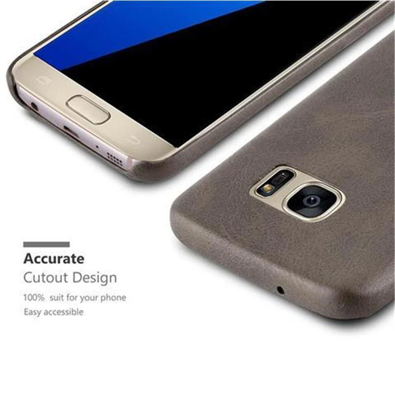 Cadorabo Hülle kompatibel mit Samsung Galaxy S7 Hard Case Schutzhülle aus Kunstleder