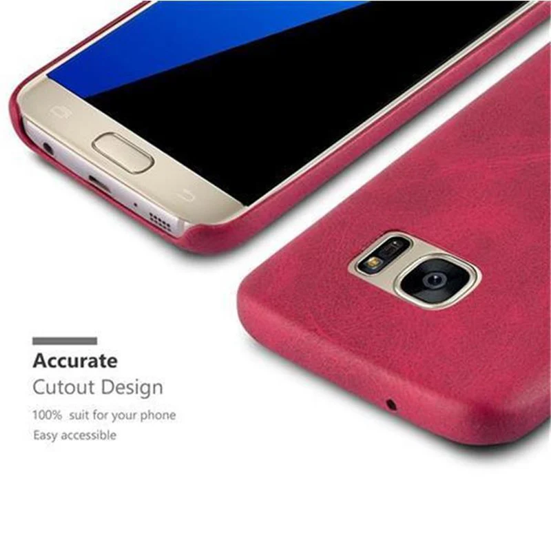 Cadorabo Hülle kompatibel mit Samsung Galaxy S7 Hard Case Schutzhülle aus Kunstleder