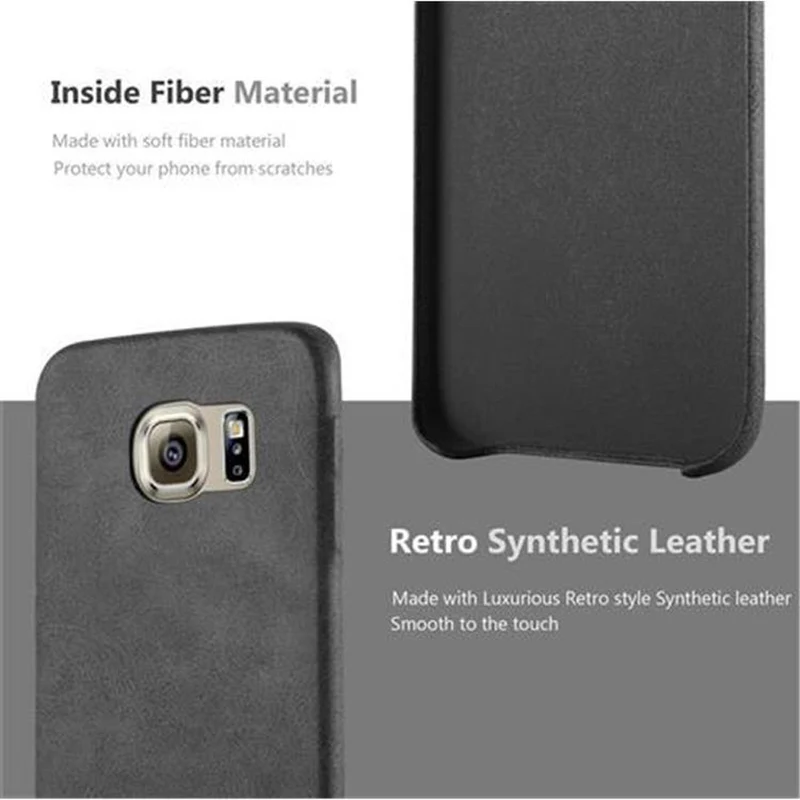 Cadorabo Hülle kompatibel mit Samsung Galaxy S6 EDGE Hard Case Schutzhülle aus Kunstleder