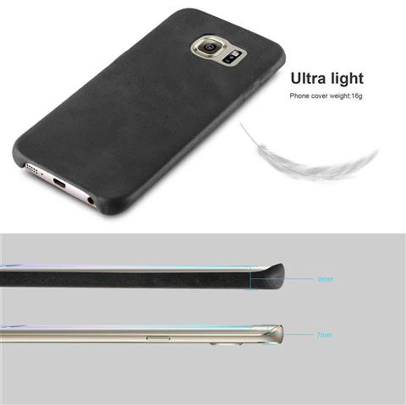 Cadorabo Hülle kompatibel mit Samsung Galaxy S6 EDGE Hard Case Schutzhülle aus Kunstleder