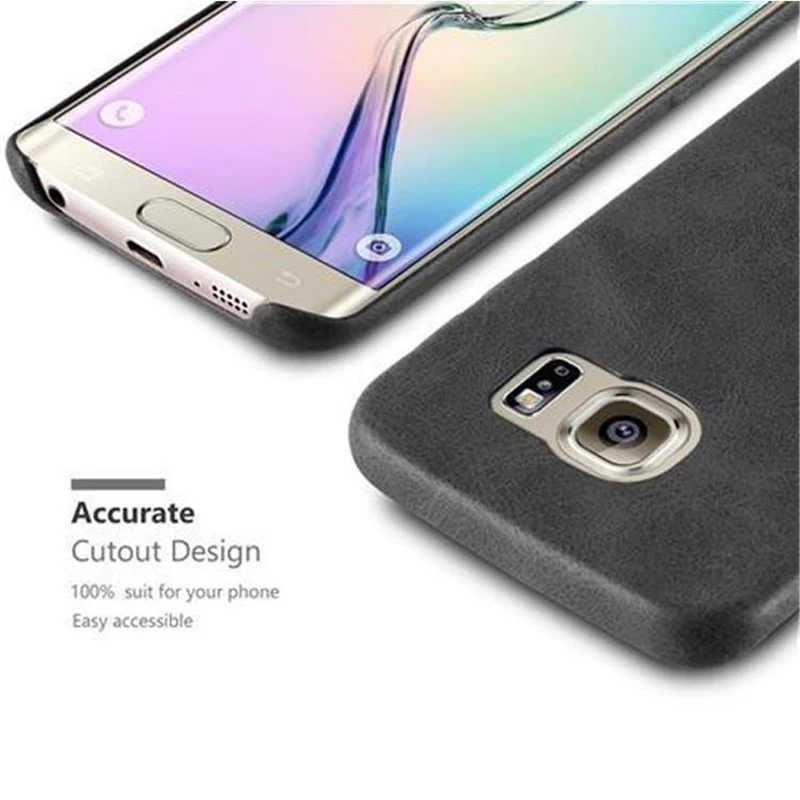 Cadorabo Hülle kompatibel mit Samsung Galaxy S6 EDGE Hard Case Schutzhülle aus Kunstleder