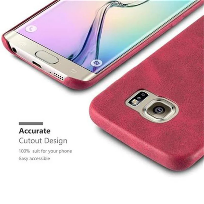 Cadorabo Hülle kompatibel mit Samsung Galaxy S6 EDGE Hard Case Schutzhülle aus Kunstleder