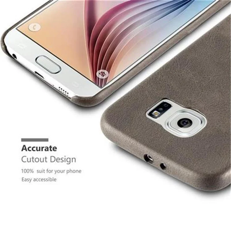 Cadorabo Hülle kompatibel mit Samsung Galaxy S6 Hard Case Schutzhülle aus Kunstleder
