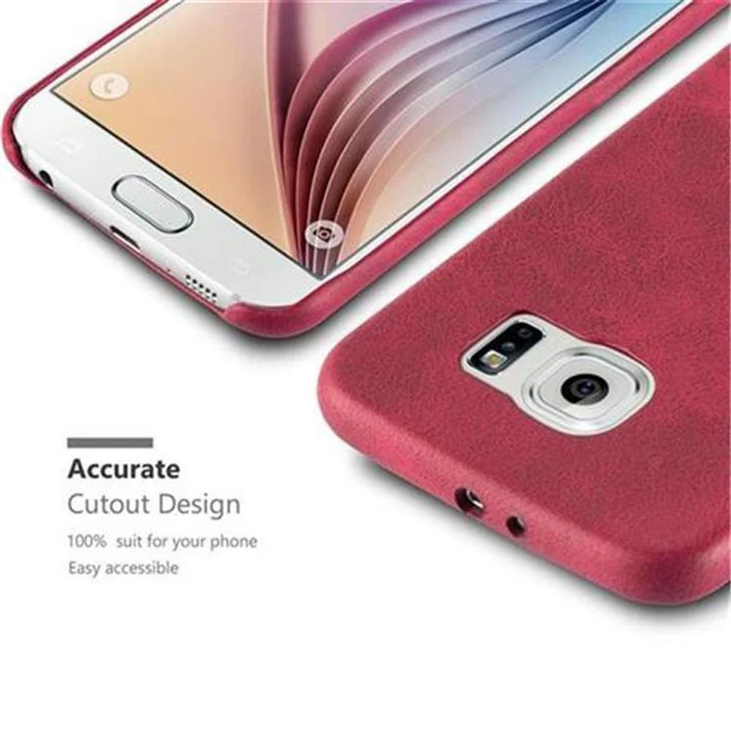 Cadorabo Hülle kompatibel mit Samsung Galaxy S6 Hard Case Schutzhülle aus Kunstleder