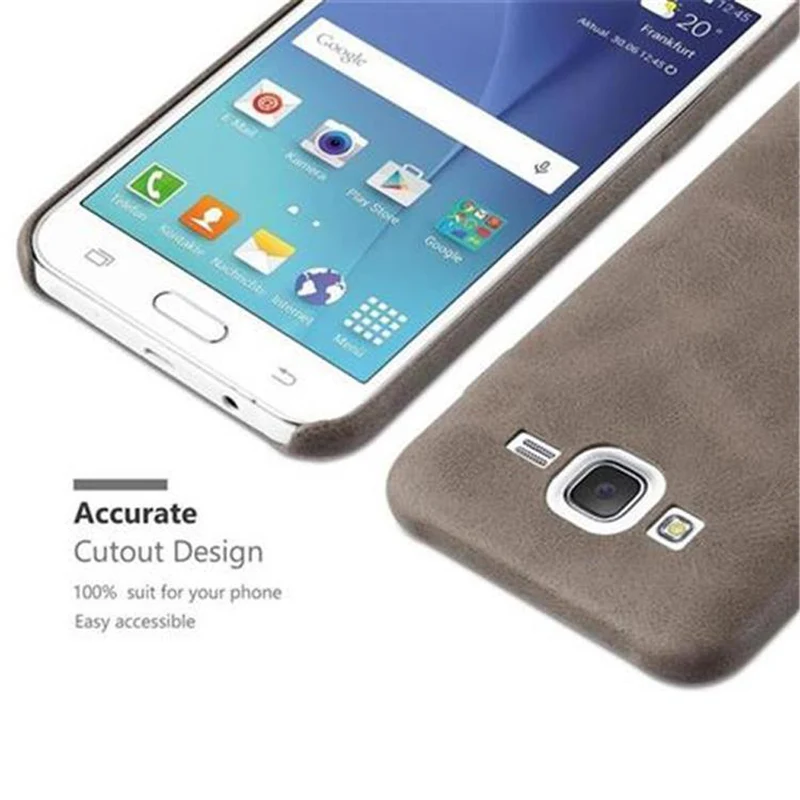 Cadorabo Hülle kompatibel mit Samsung Galaxy J5 2015 Hard Case Schutzhülle aus Kunstleder
