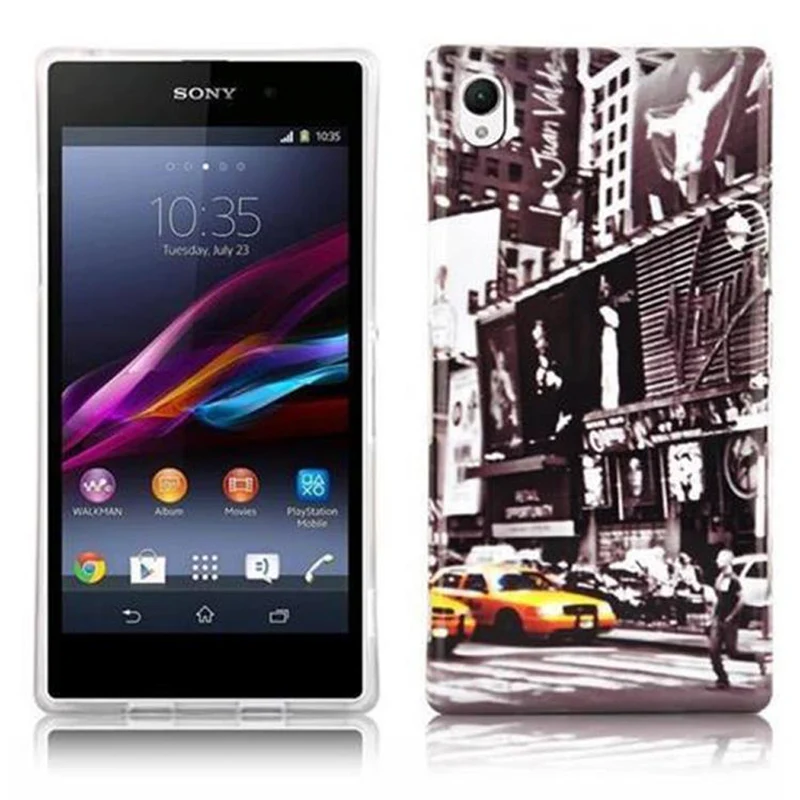Cadorabo Hülle kompatibel mit Sony Xperia Z1 mit STARS AND STRIPES Aufdruck - Hard Case Schutzhülle im trendigen Design