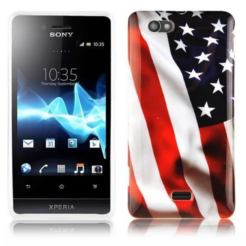 Cadorabo Hülle kompatibel mit Sony Xperia M mit STARS AND STRIPES Aufdruck - Hard Case Schutzhülle im trendigen Design