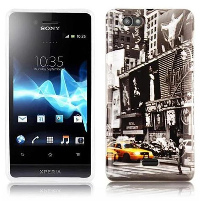 Cadorabo Hülle kompatibel mit Sony Xperia M mit STARS AND STRIPES Aufdruck - Hard Case Schutzhülle im trendigen Design