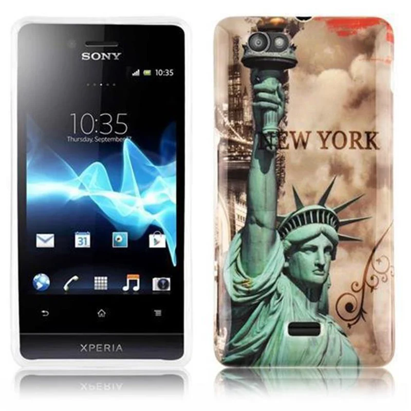Cadorabo Hülle kompatibel mit Sony Xperia M mit STARS AND STRIPES Aufdruck - Hard Case Schutzhülle im trendigen Design