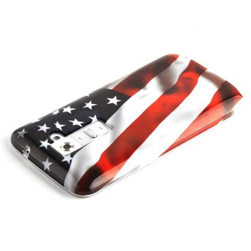 Cadorabo Hülle kompatibel mit LG G2 mit STARS AND STRIPES Aufdruck - Hard Case Schutzhülle im trendigen Design