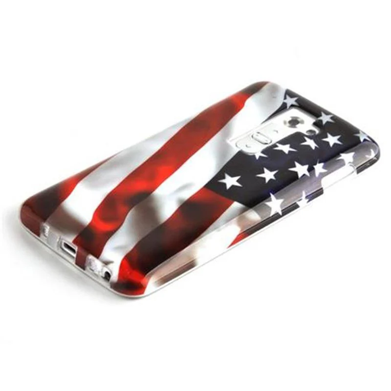 Cadorabo Hülle kompatibel mit LG G2 mit STARS AND STRIPES Aufdruck - Hard Case Schutzhülle im trendigen Design