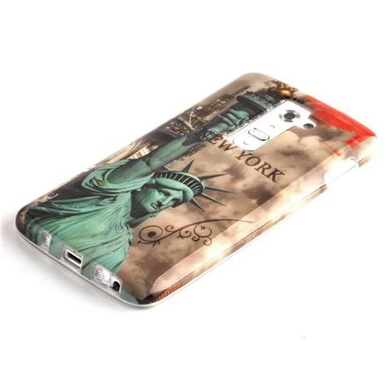 Cadorabo Hülle kompatibel mit LG G2 mit STARS AND STRIPES Aufdruck - Hard Case Schutzhülle im trendigen Design