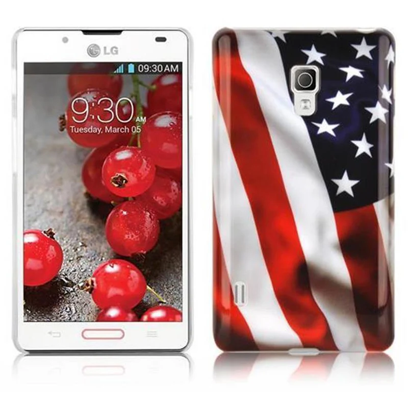 Cadorabo Hülle kompatibel mit LG OPTIMUS L7 II mit STARS AND STRIPES Aufdruck - Hard Case Schutzhülle im trendigen Design